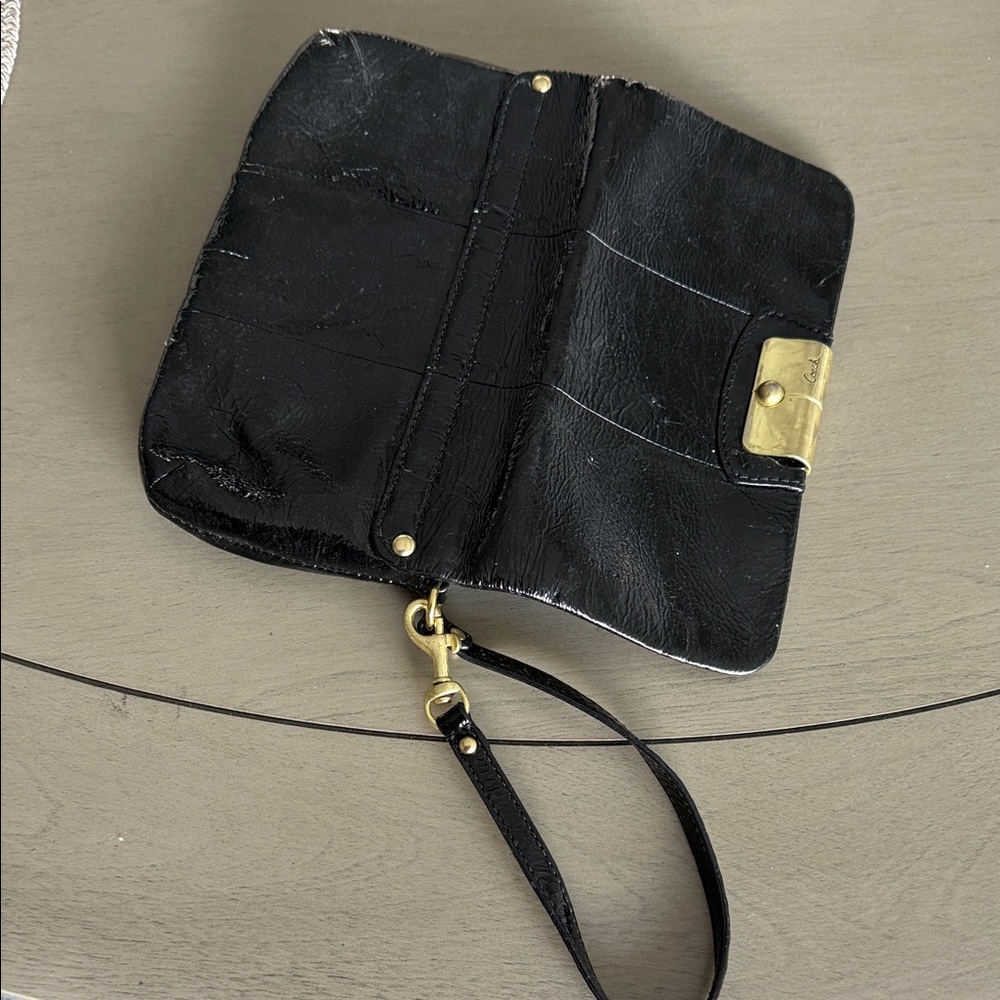 Coach Black Wristlet with Gold Accent - Picture 5 of 5